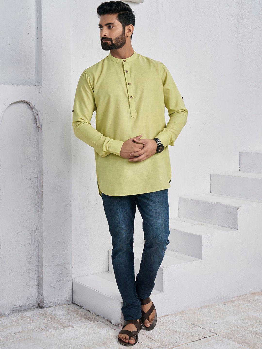 inddus mandarin collar straight short kurta