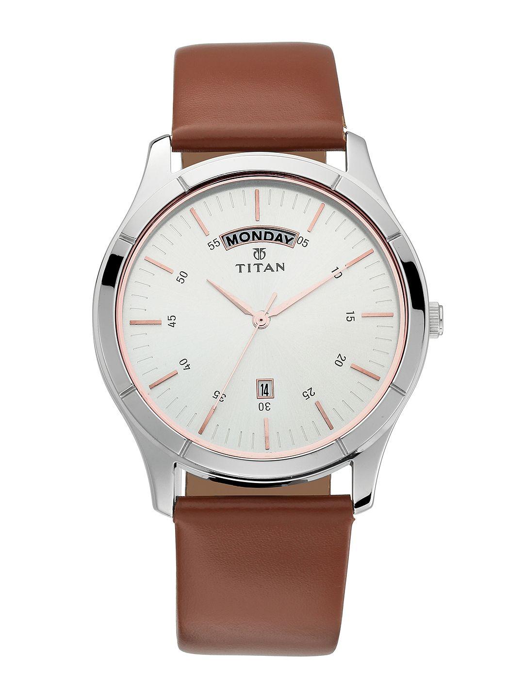 titan on trend men silver analogue watch nl1767sl01