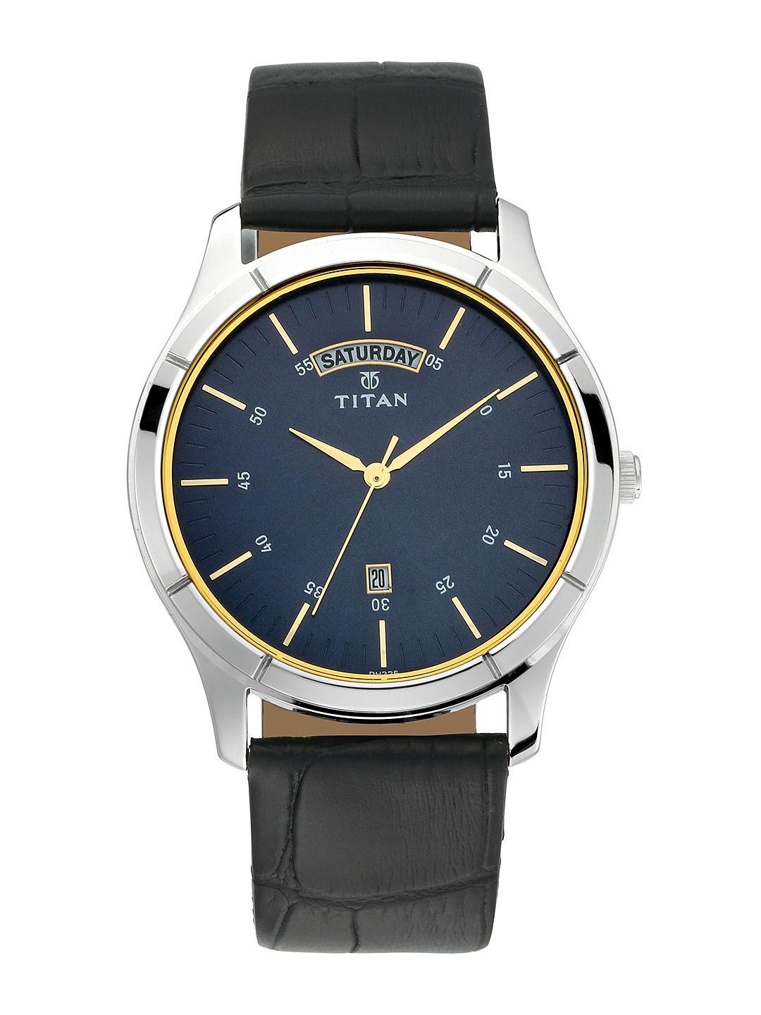 titan men blue analogue watch