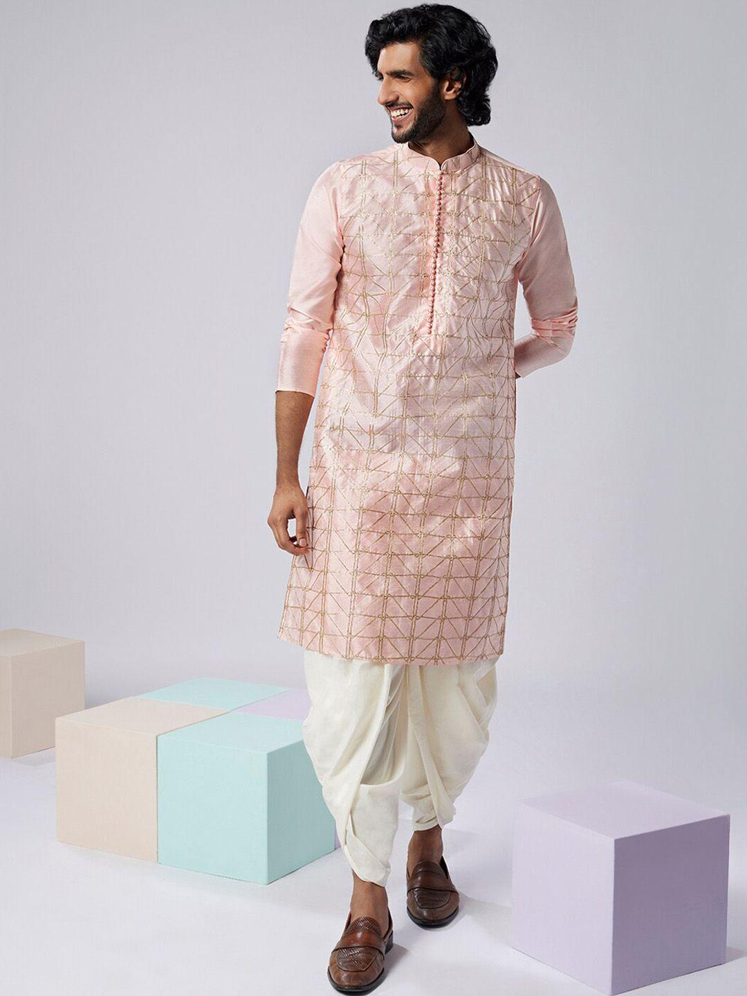 kisah geometric embroidered mandarin collar kurta