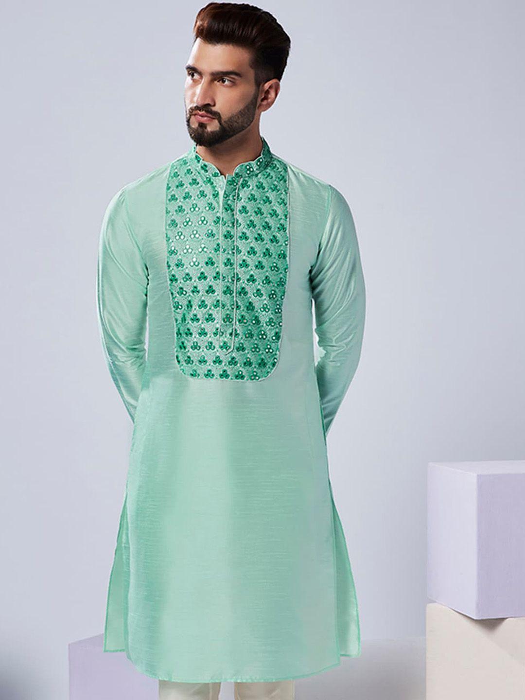 kisah ethnic motifs yoke design mirror work regular kurta