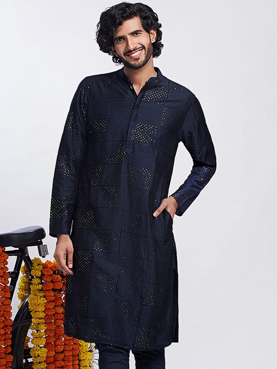 kisah geometric embroidered sequinned kurta