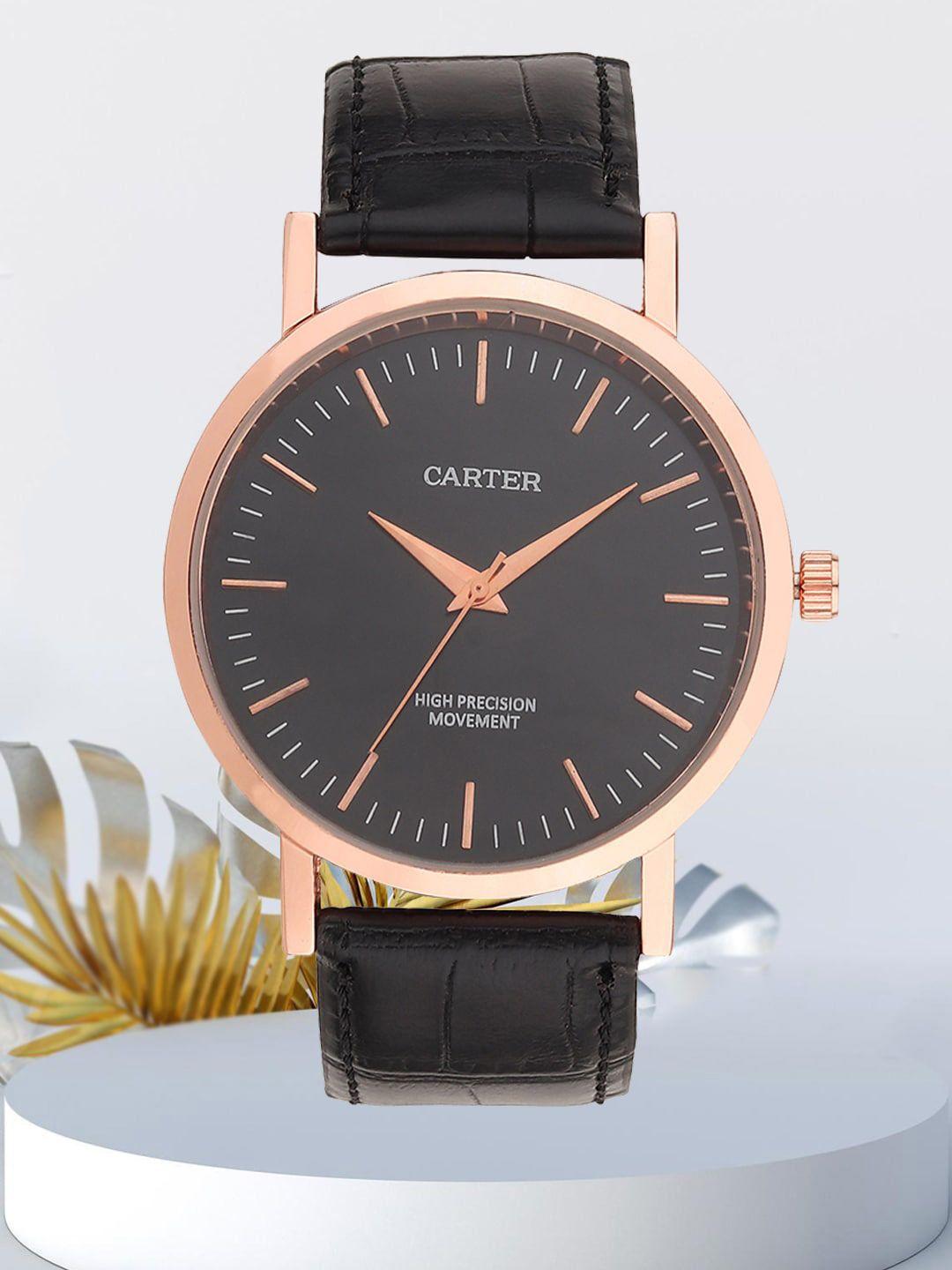 sandy d carter men dial & leather straps analogue watch sandy d carter-113g-bk