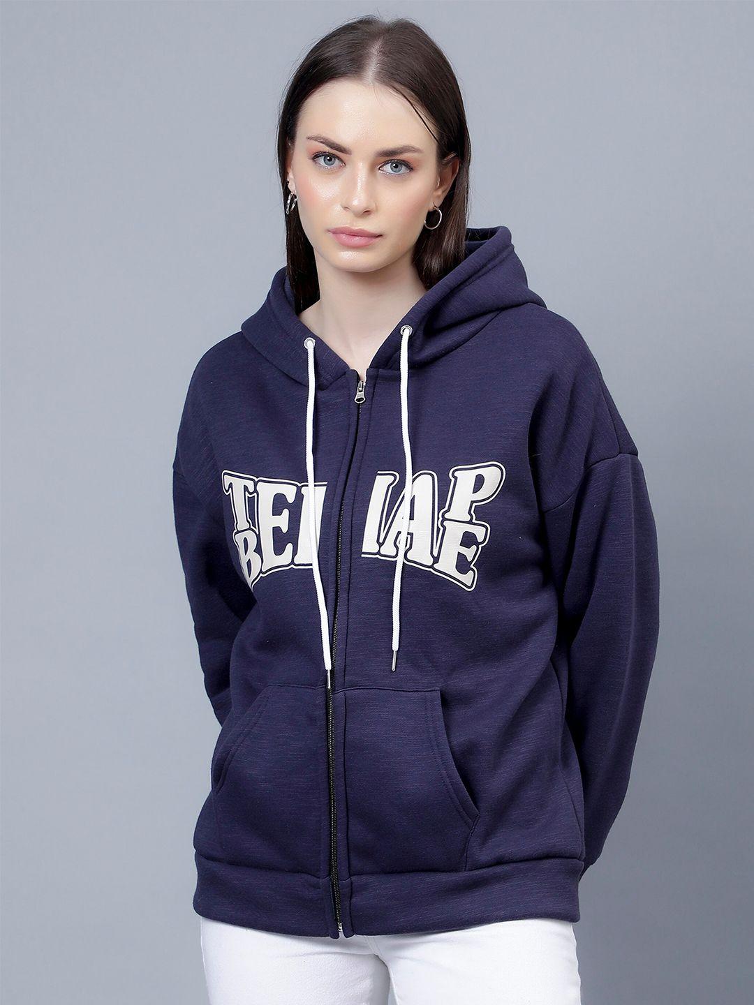 albion women blue printed hooded sweatshirt