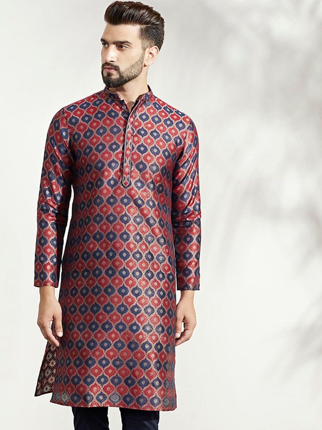 kisah ethnic motifs printed mandarin collar kurta