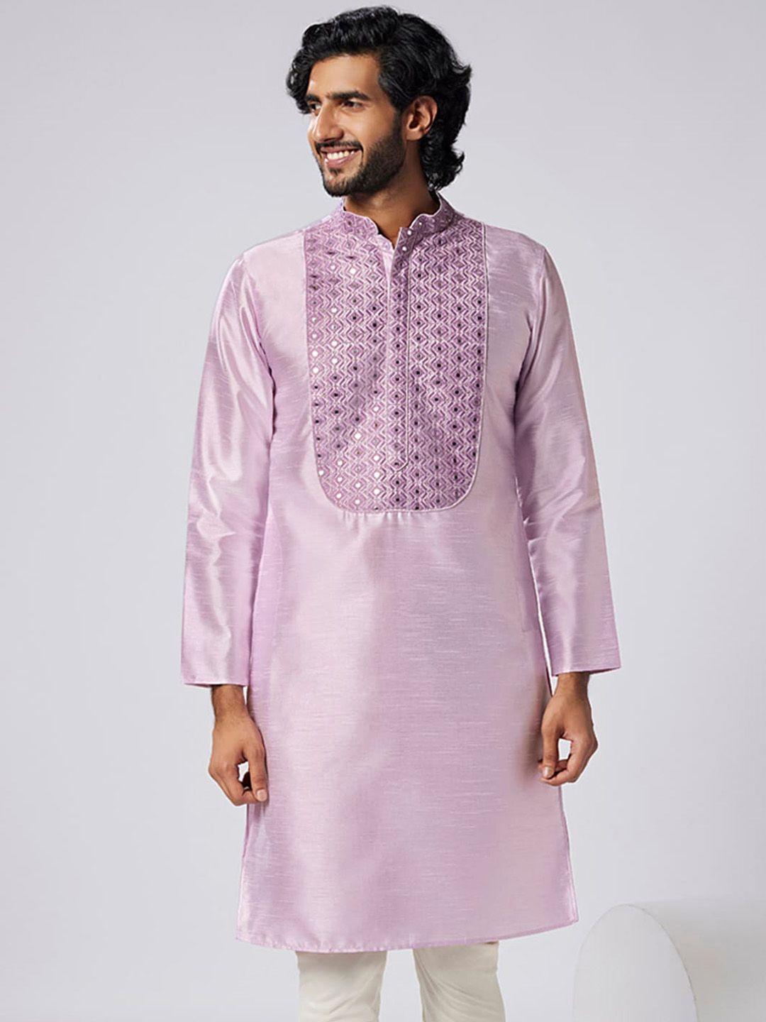 kisah geometric yoke design thread work straight kurta