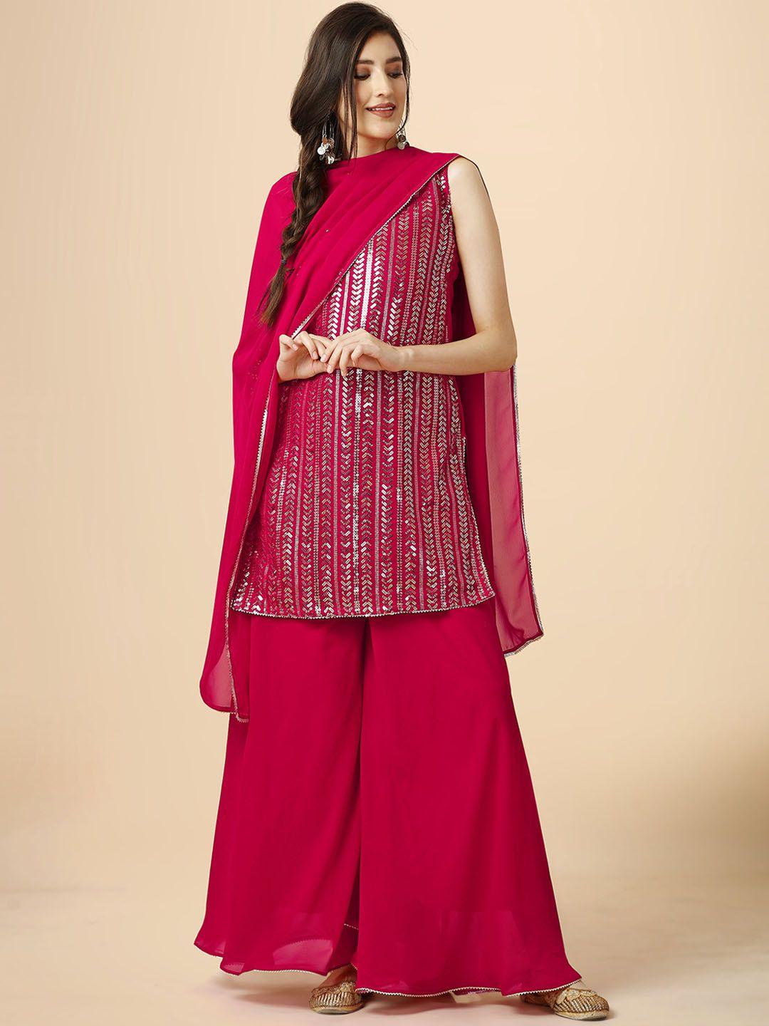 hinayat fashion embroidered regular sequinned kurta with palazzos & dupatta