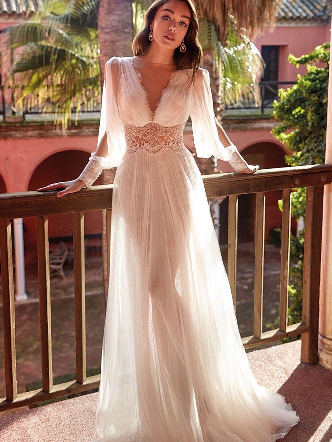 lulu & sky fit & flare bridal maxi dress