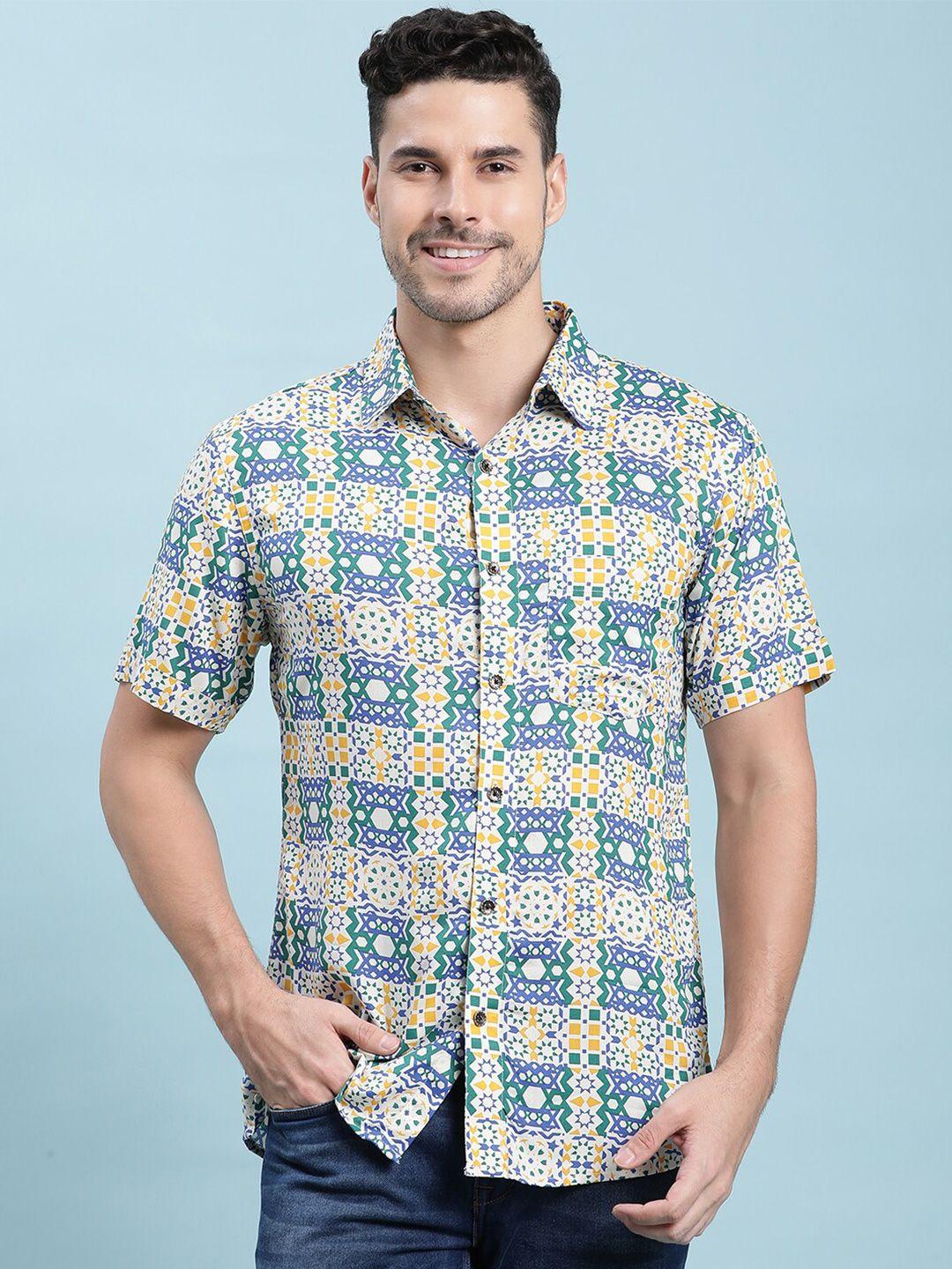 kannan gepmetric printed cotton casual shirt