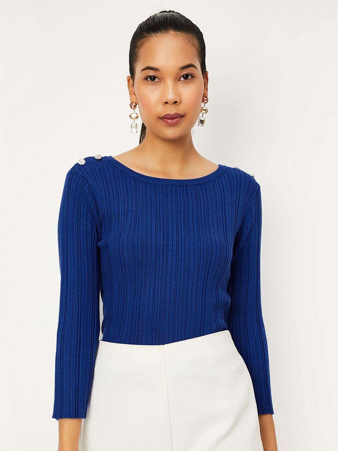 max vertical striped round neck top