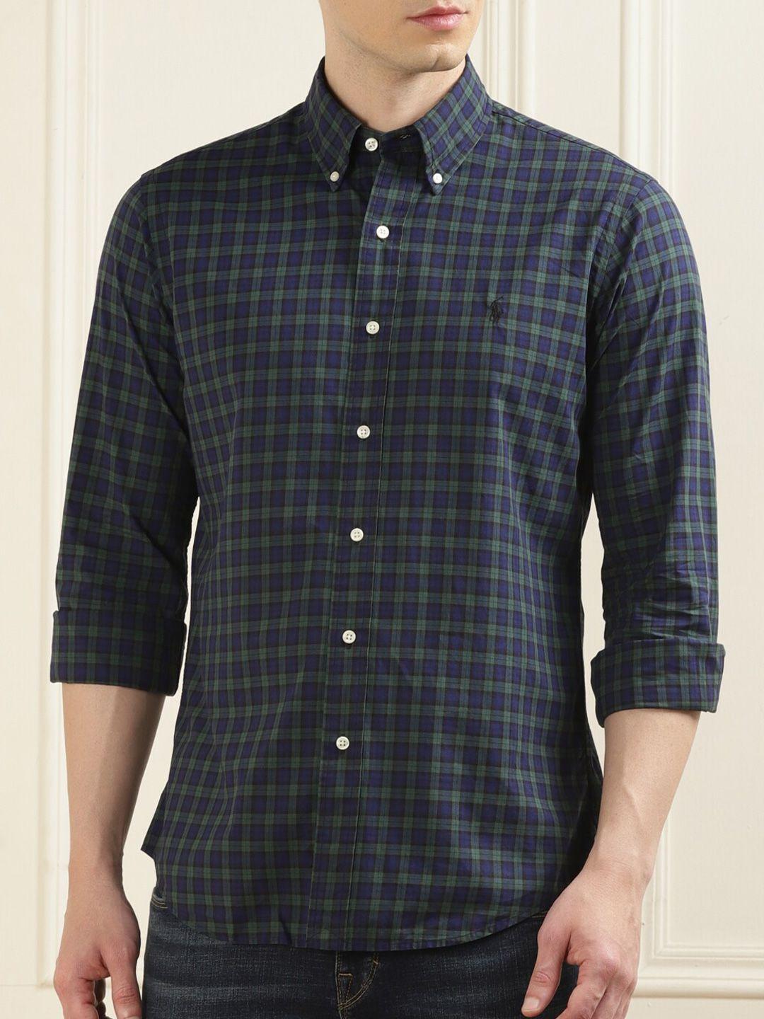 polo ralph lauren checked pure cotton slim-fit shirt