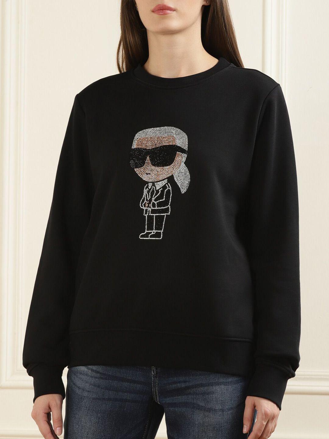 karl lagerfeld ikonik karl doll printed cotton sweatshirt