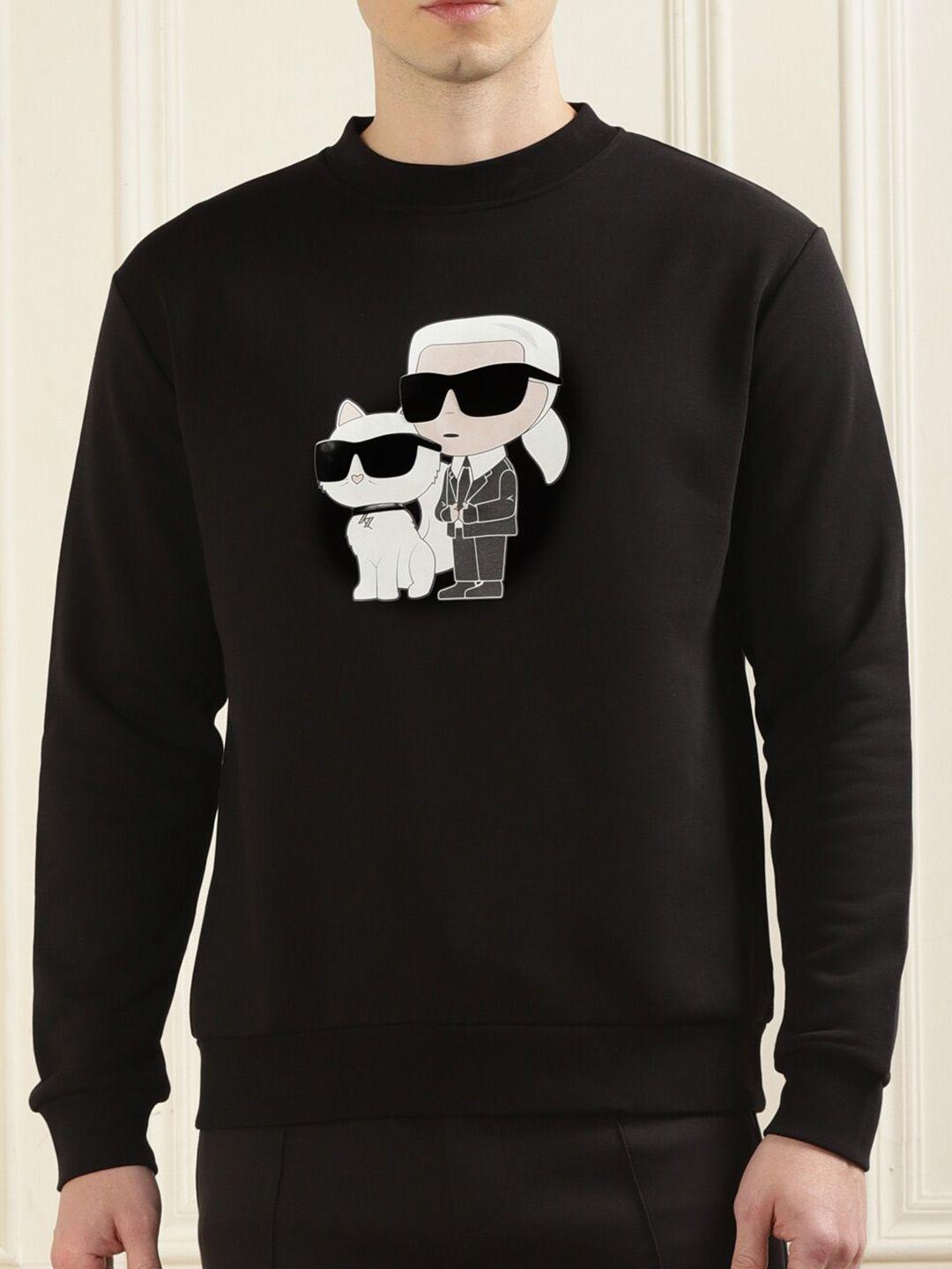 karl lagerfeld men black printed sweatshirt