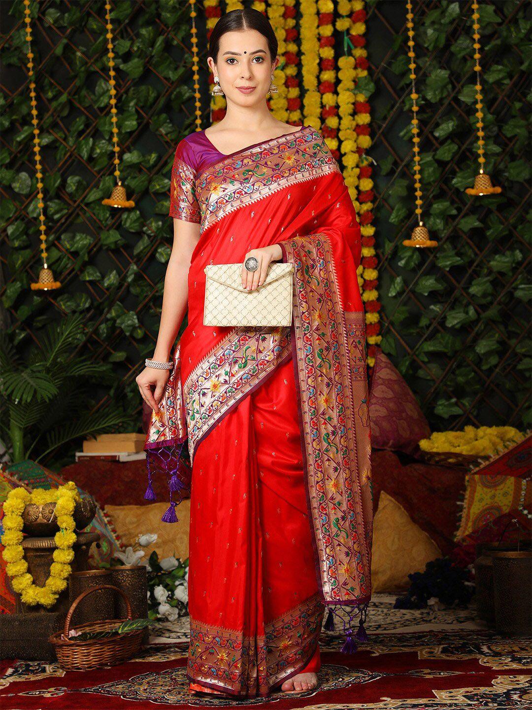 karagiri ethnic motif woven design zari paithani saree