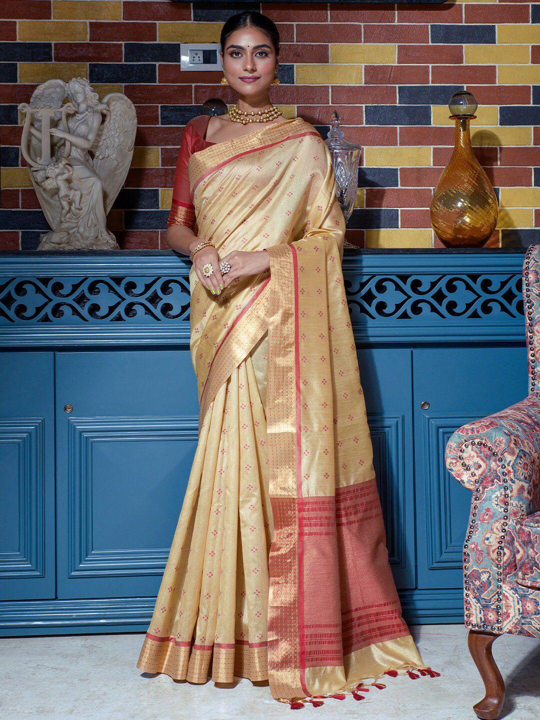 karagiri printed zari bandhani saree