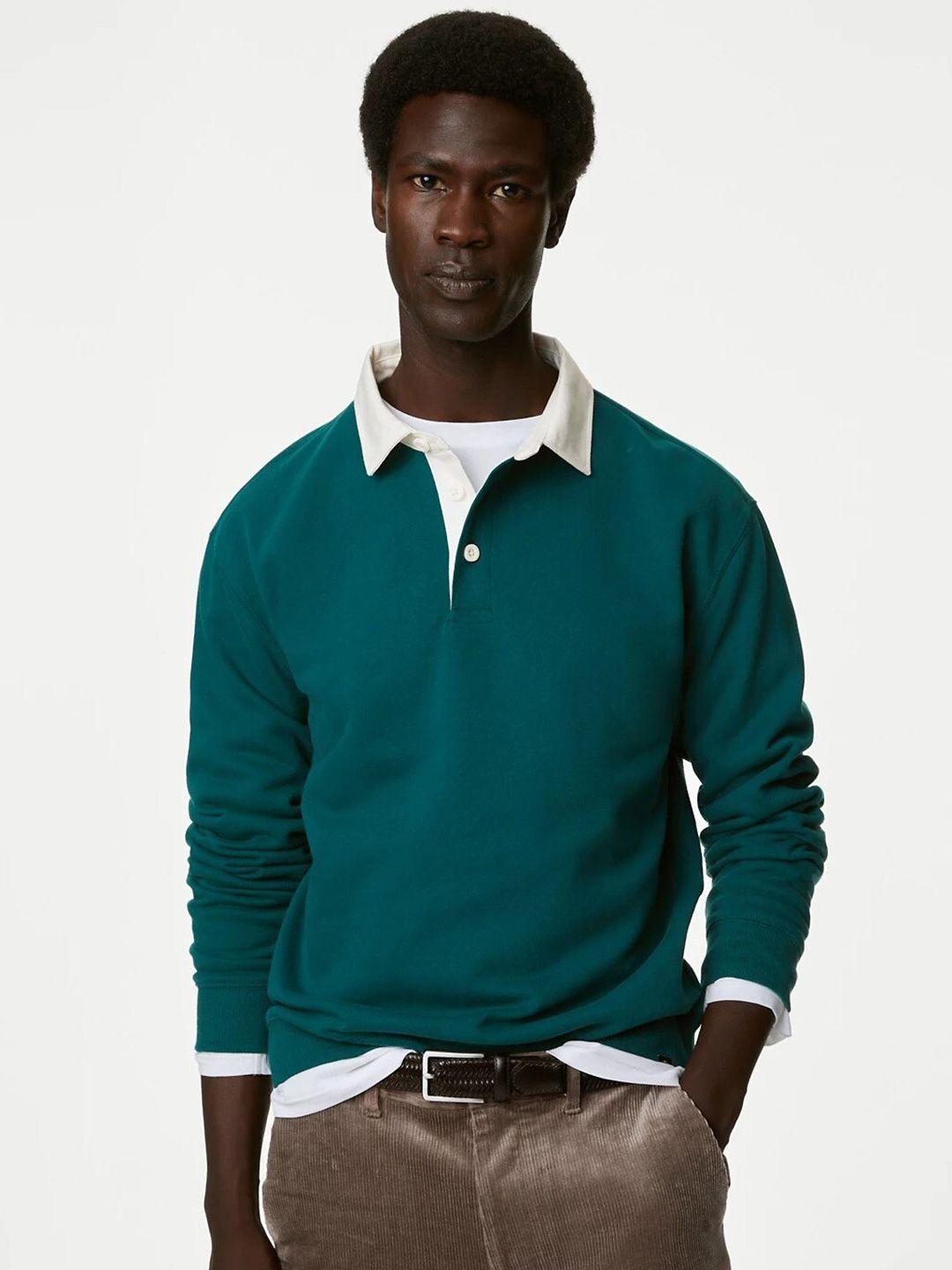 marks & spencer shirt collar pure cotton pullover sweatshirt