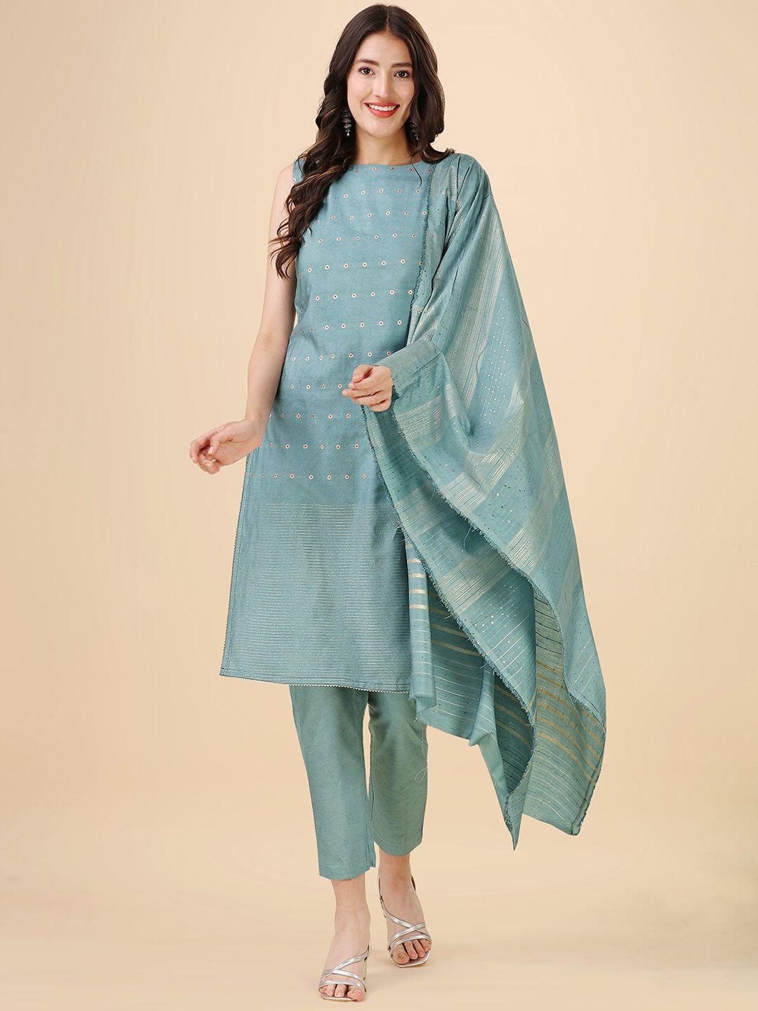 hinayat fashion chanderi silk zari kurta with trousers & dupatta