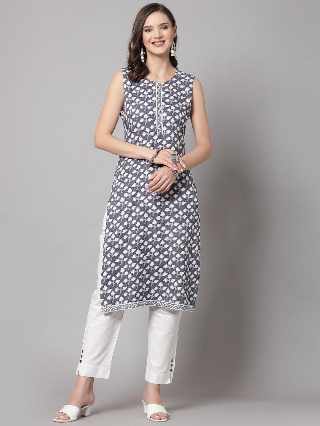 kipek geometric printed sleeveless a-line kurta