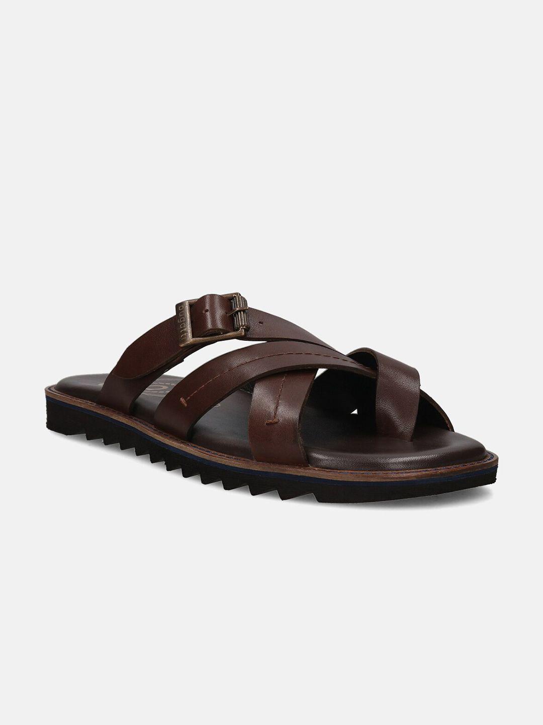 bugatti men dorfu cross strap leather comfort sandals with buckle detail