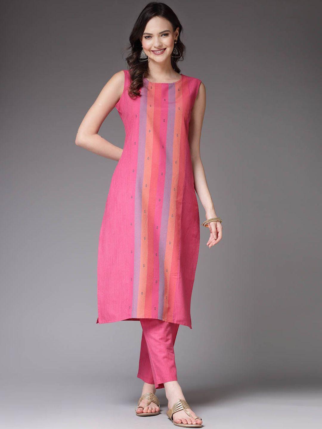 stylum striped sleeveless kurta with trousers