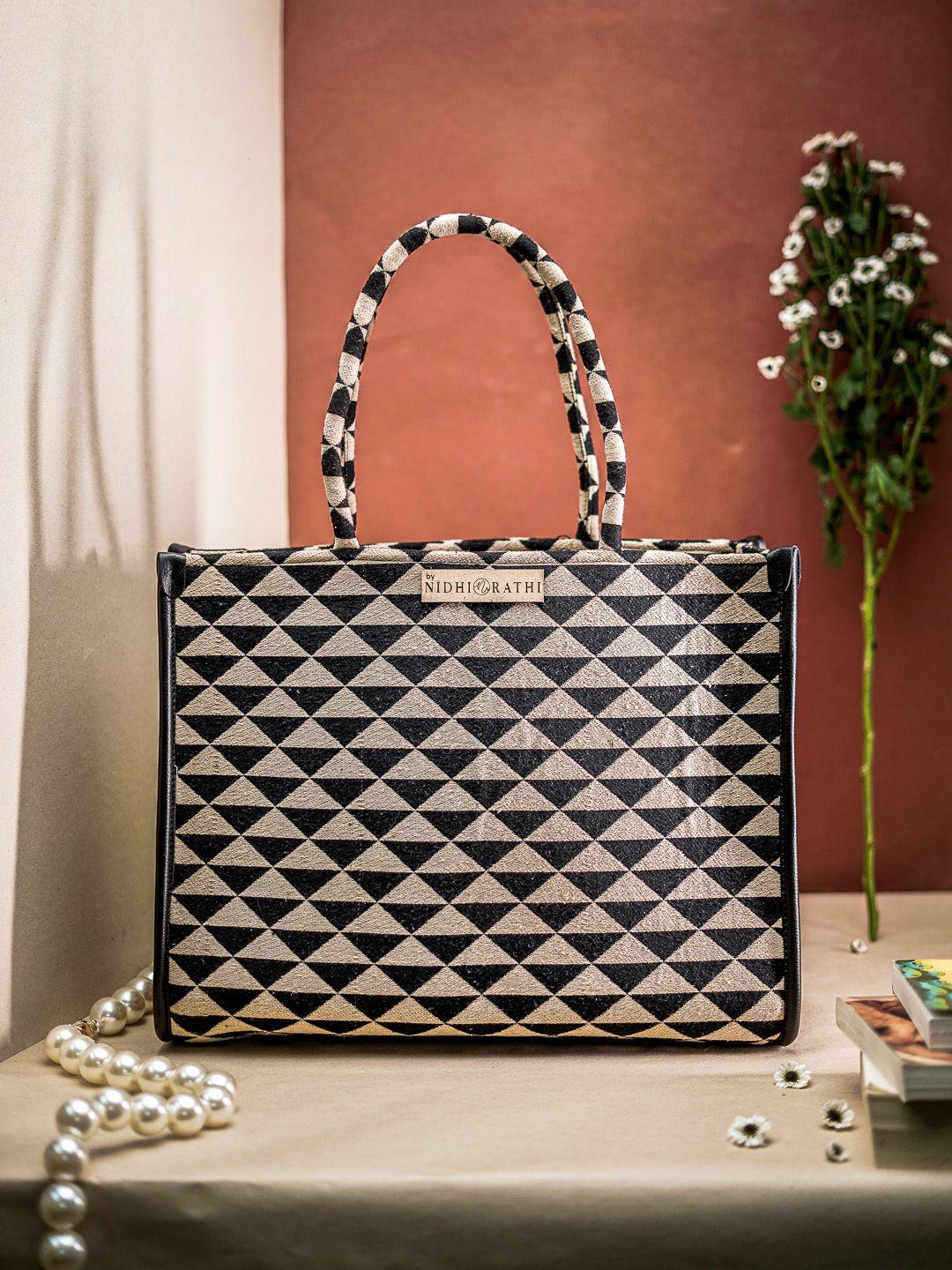 nr by nidhi rathi geometric printed structured handheld bag