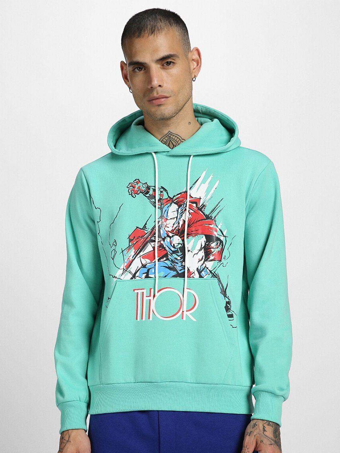 veirdo green thor superhero graphic printed hooded fleece pullover sweatshirt