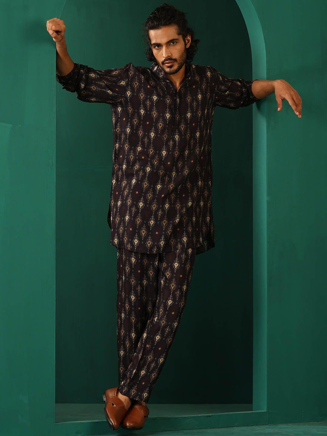 truebrowns printed kurta with trousers