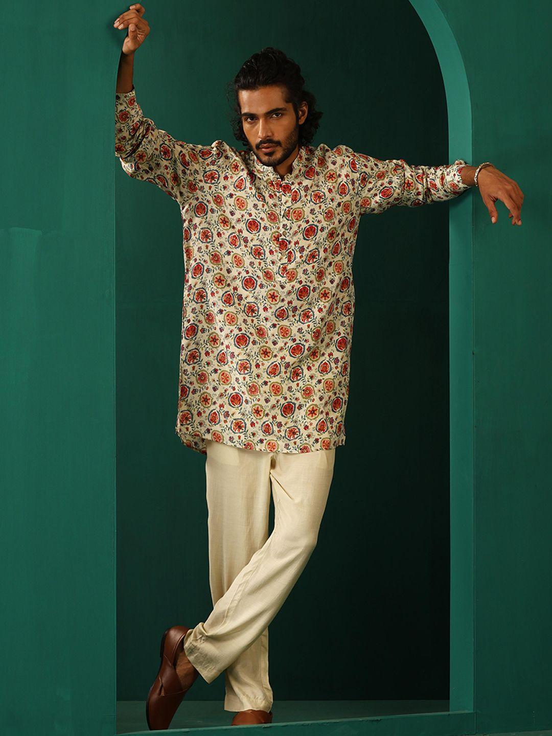 truebrowns ethnic motifs printed regular pure cotton kurta with trousers