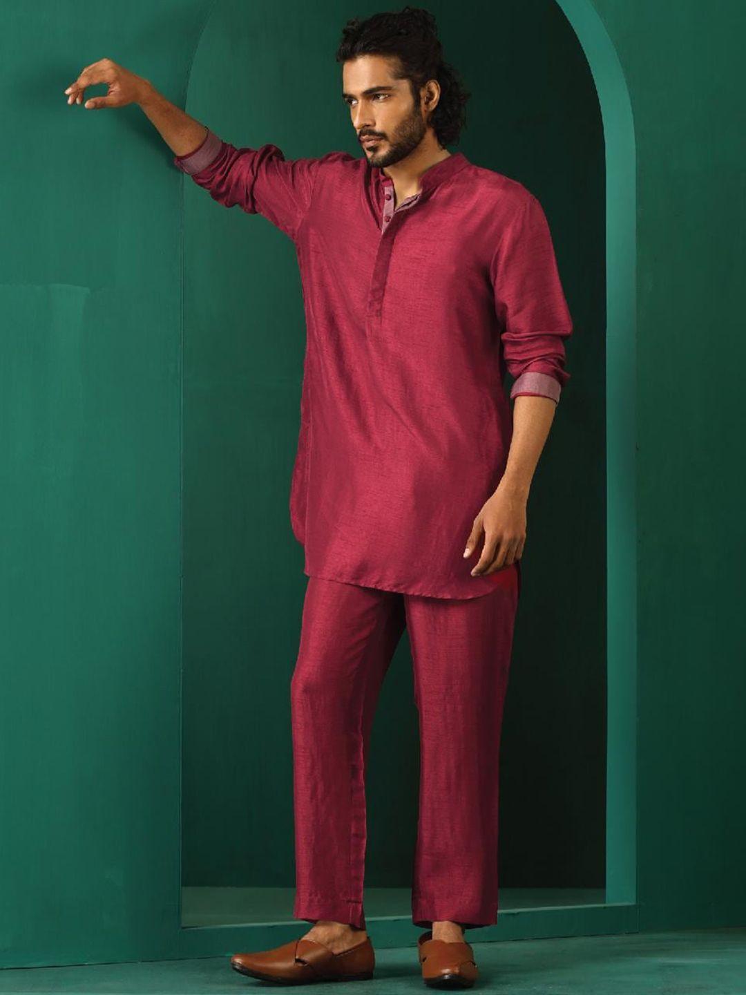 truebrowns men silk kurta with trousers