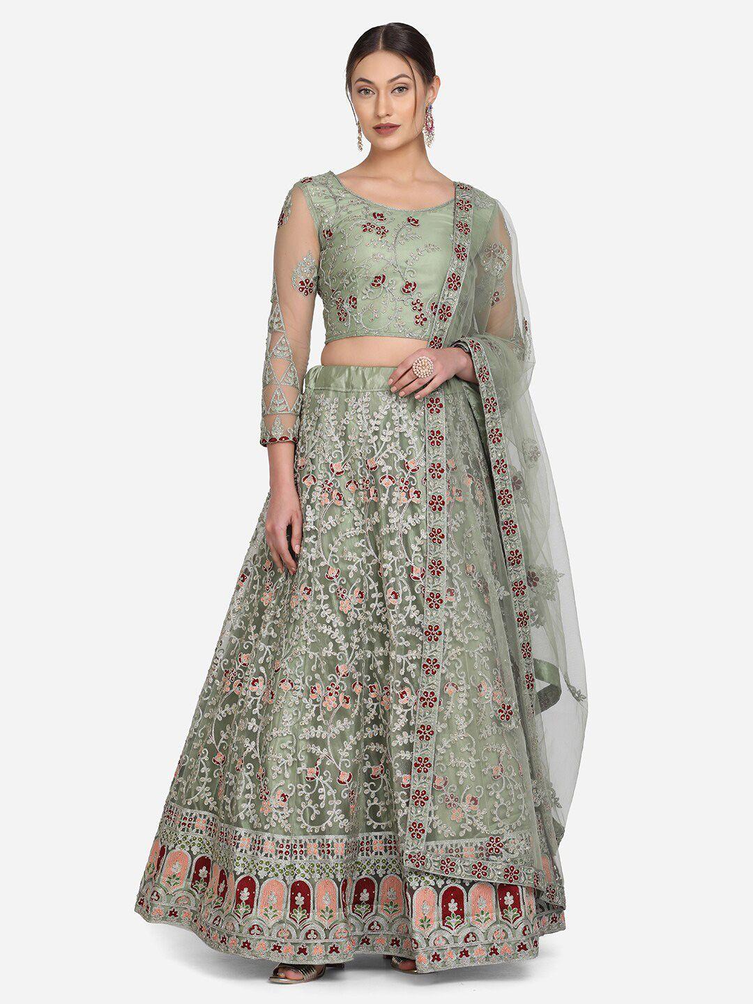 kalini embroidered thread work ready to wear lehenga & unstitched blouse with dupatta