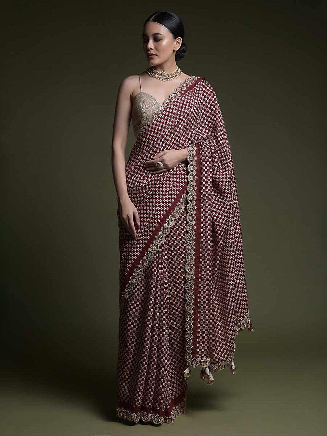 sangria ethnic motifs printed embellished saree