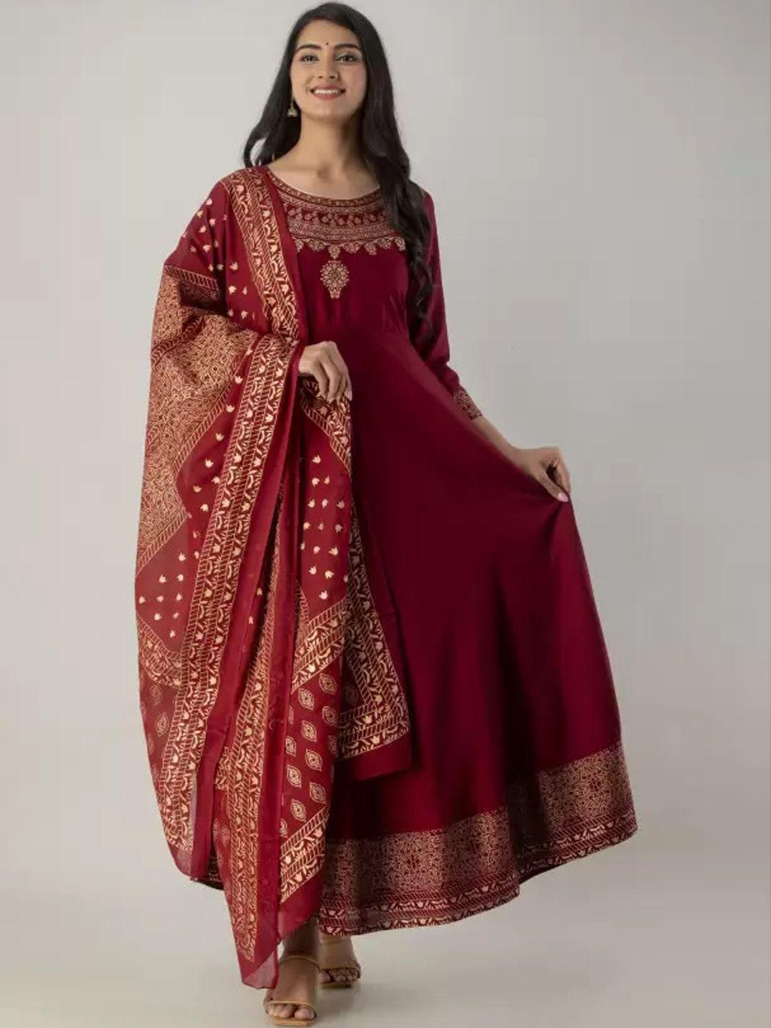 kalini ethnic motifs yoke design anarkali kurta with dupatta