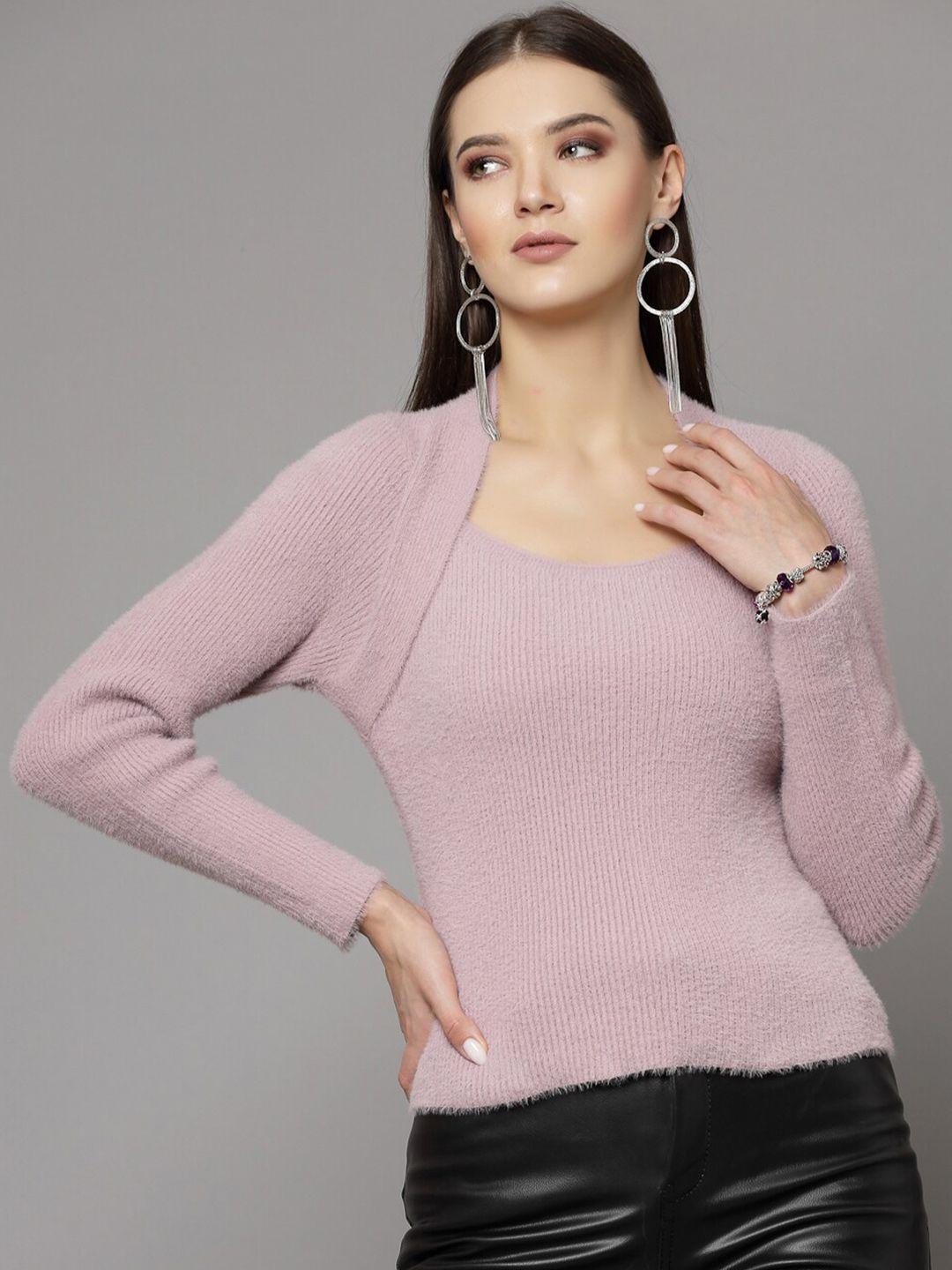 mafadeny women peach-coloured striped pullover