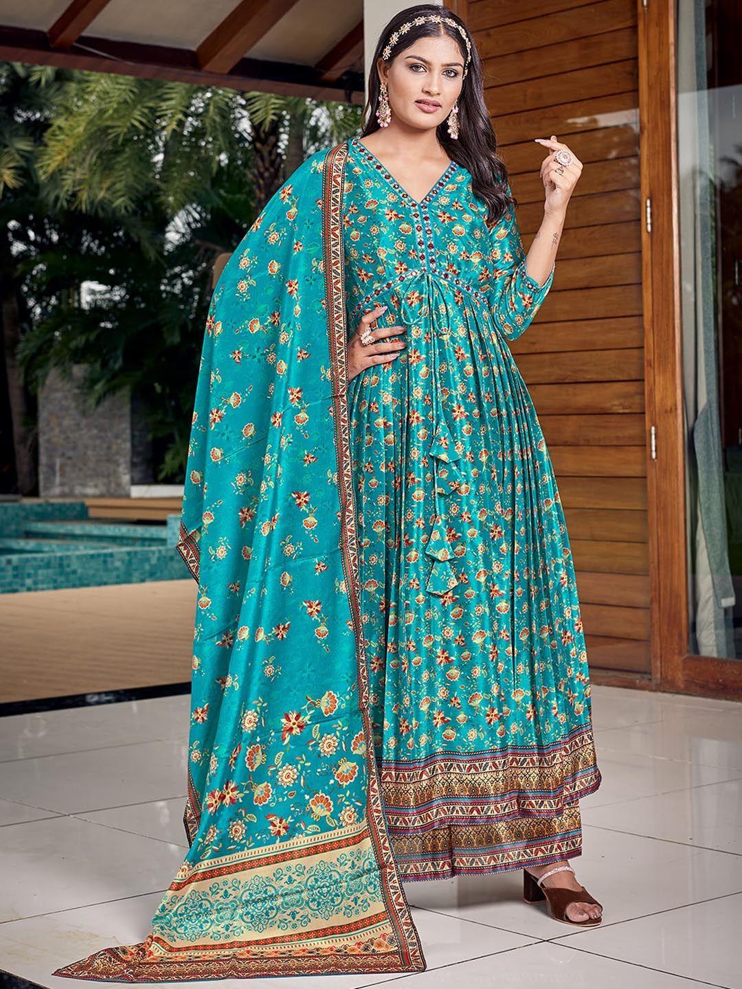 chansi ethnic motifs printed empire kurta with palazzos & dupatta