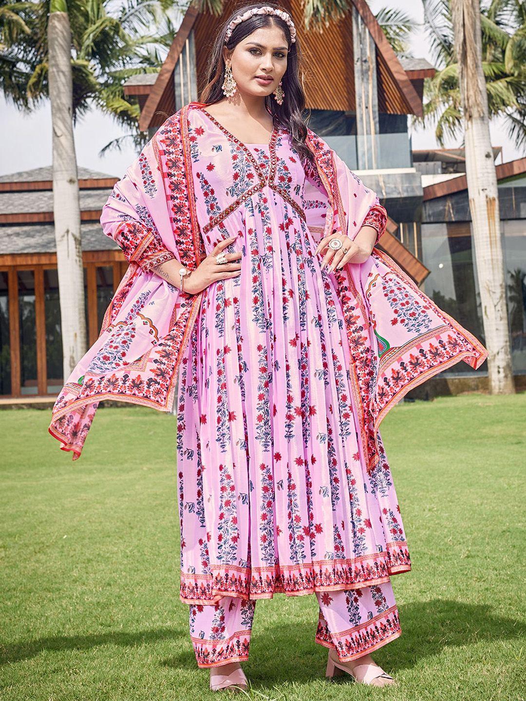 chansi ethnic motifs printed regular kurta with palazzos & dupatta