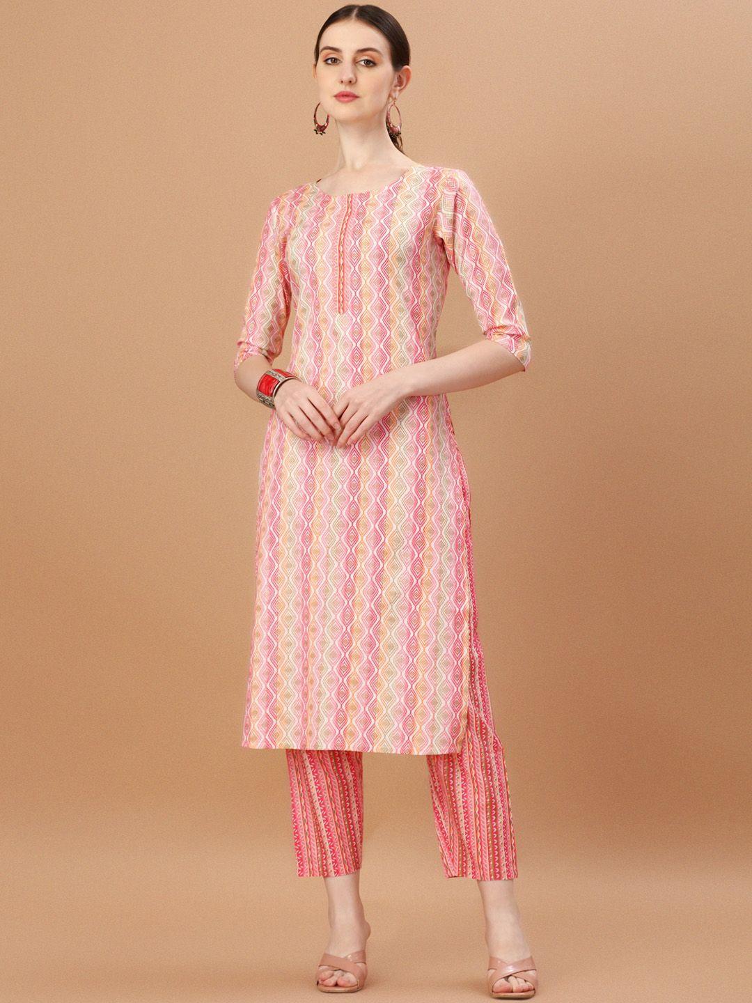 kalini ethnic motifs printed regular pure cotton kurta with trousers