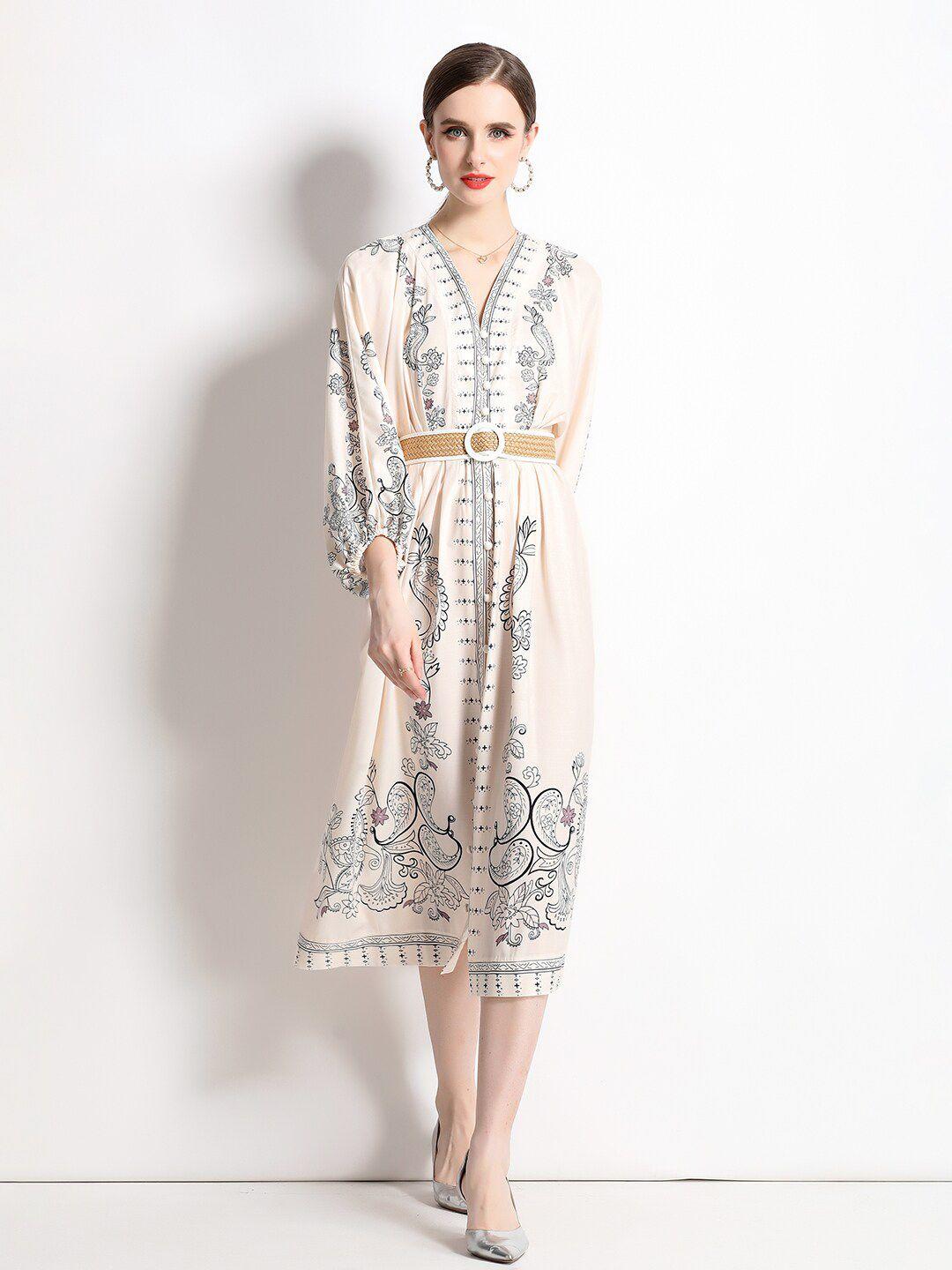 jc collection ethnic motifs printed a-line midi dress