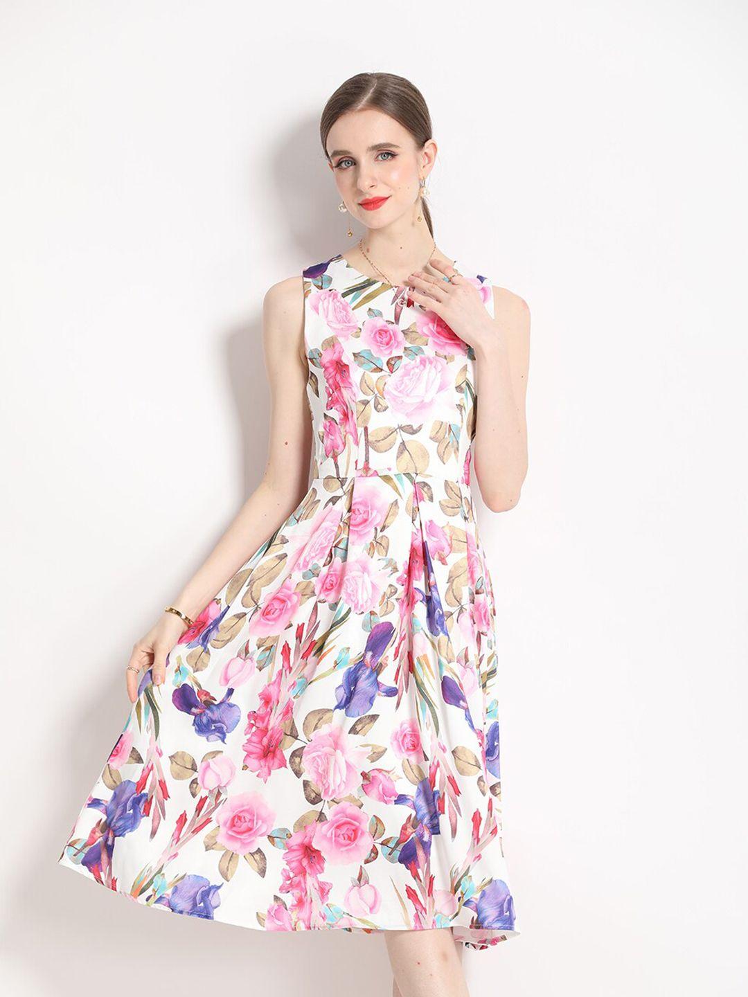 jc collection floral printed fit & flare dress