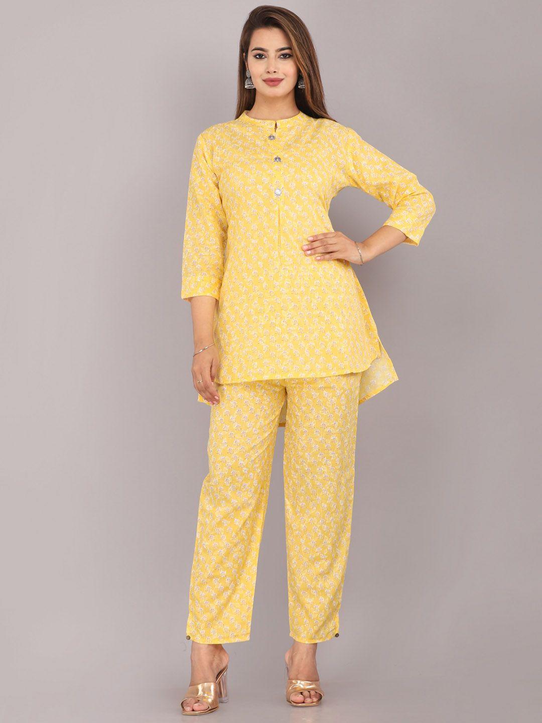 kalini printed mandarin collar pure cotton co-ords set