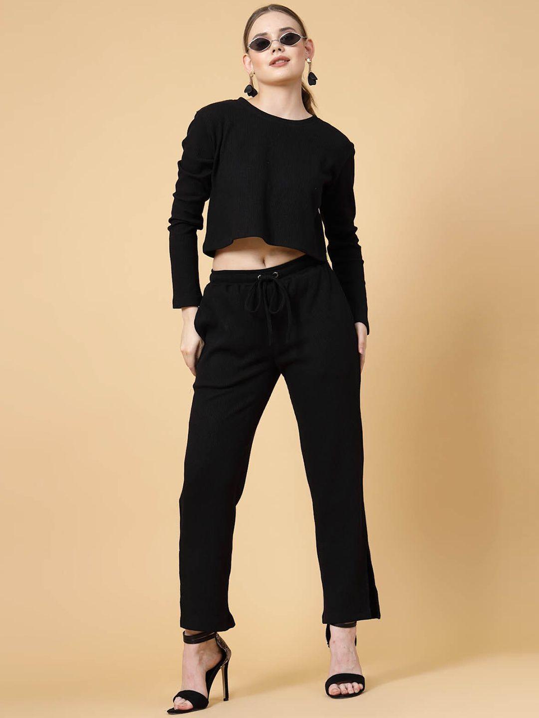 rigo round neck crop t-shirt & trousers