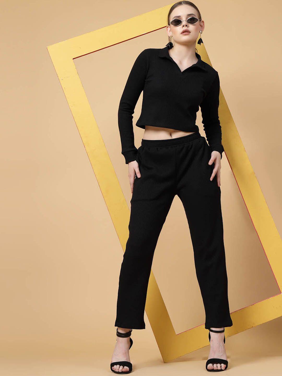 rigo shirt collar crop t-shirt & trousers