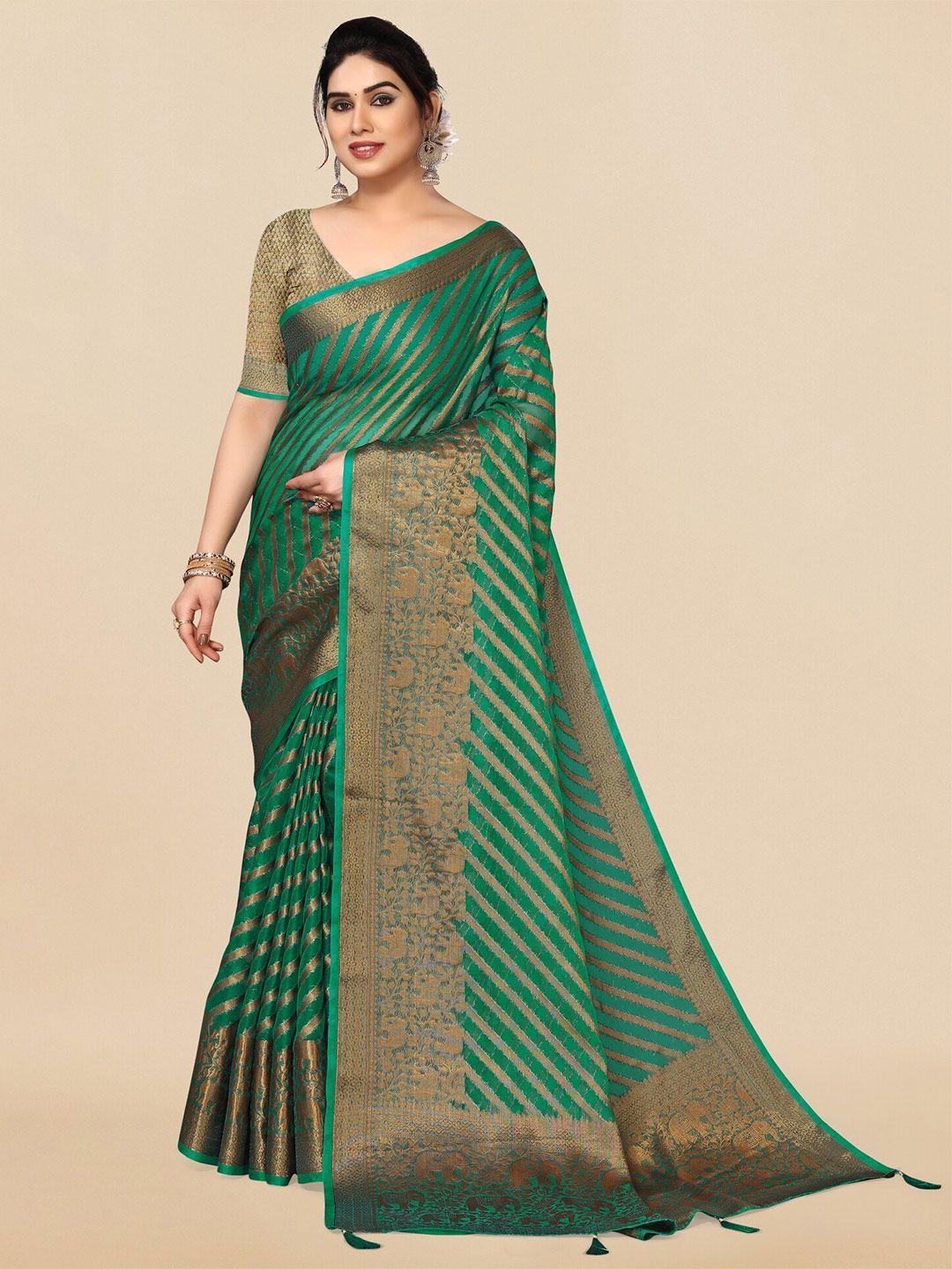 mirchi fashion woven design zari organza leheriya saree