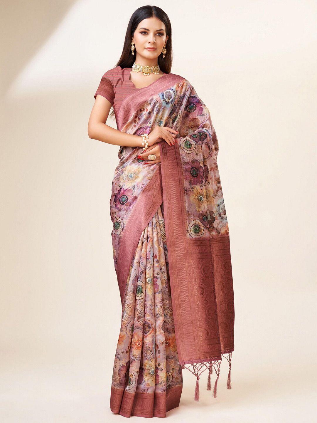 sweet smile fab floral zari organza saree