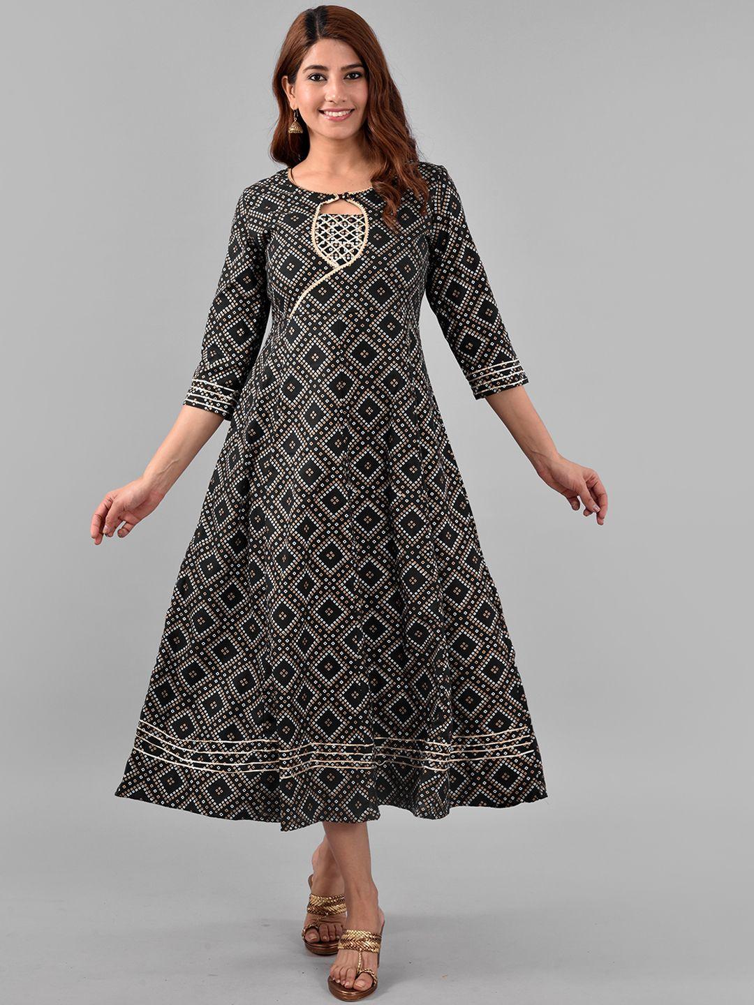 aayumi bandhani printed a-line midi ethnic dress