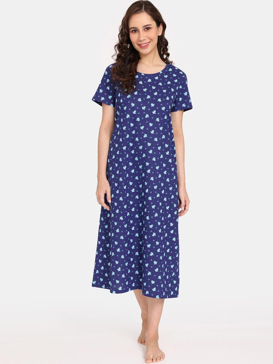 rosaline by zivame floral printed pure cotton t-shirt nightdress