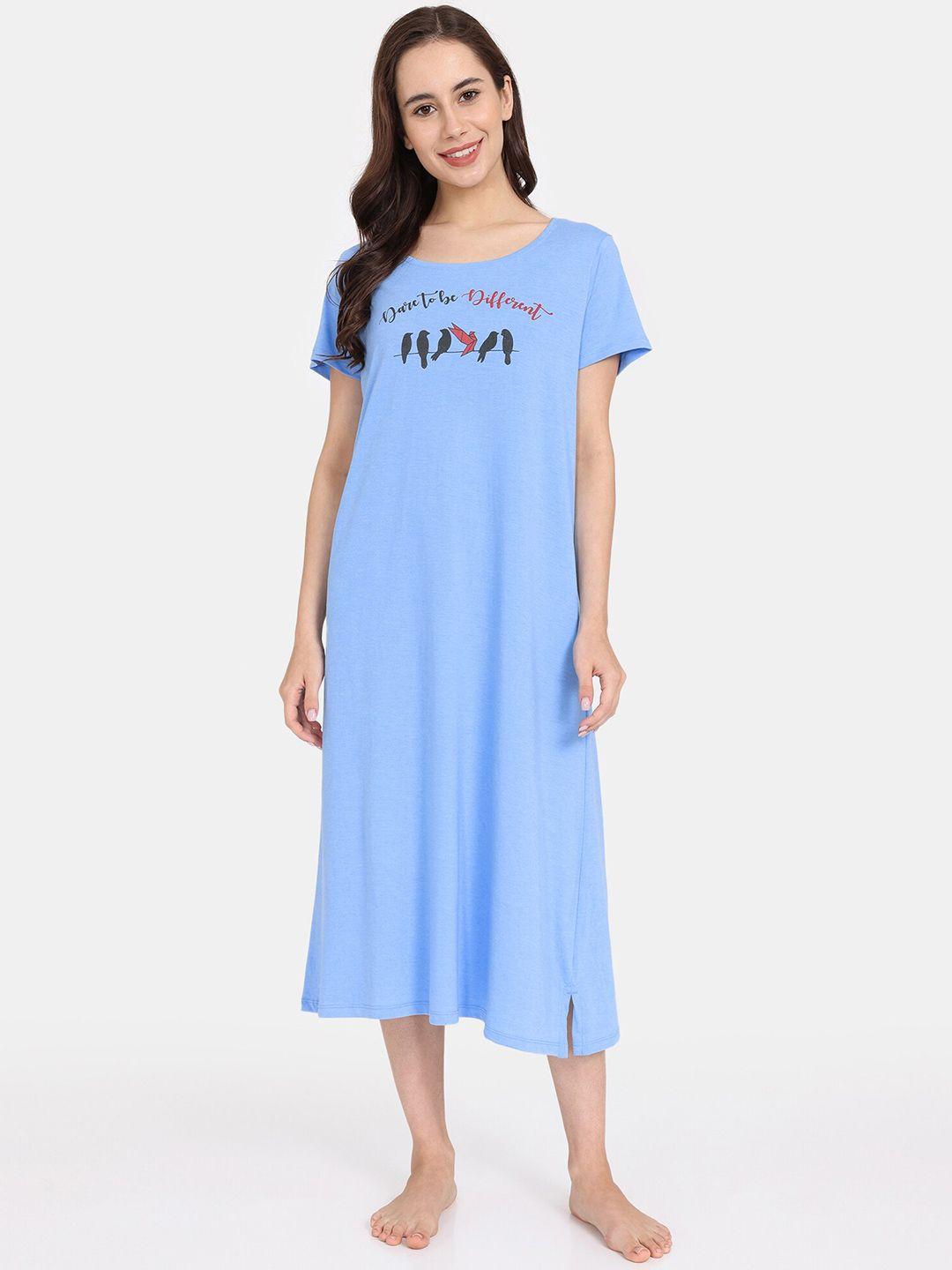 rosaline by zivame typography printed pure cotton t-shirt nightdress