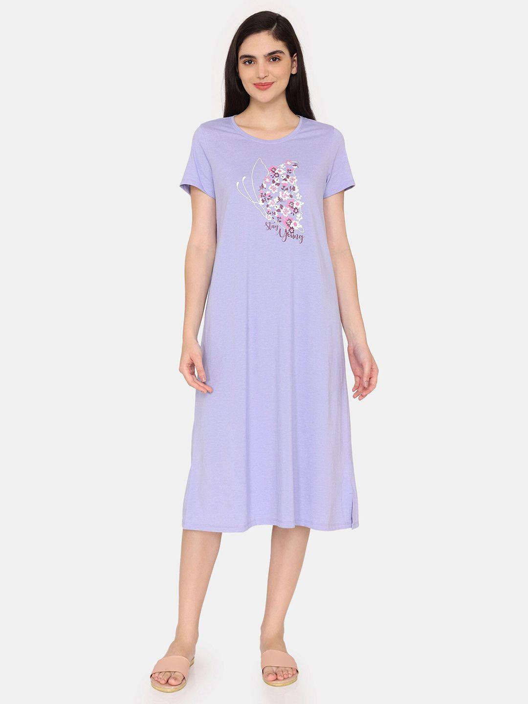 rosaline by zivame floral printed midi t-shirt nightdress