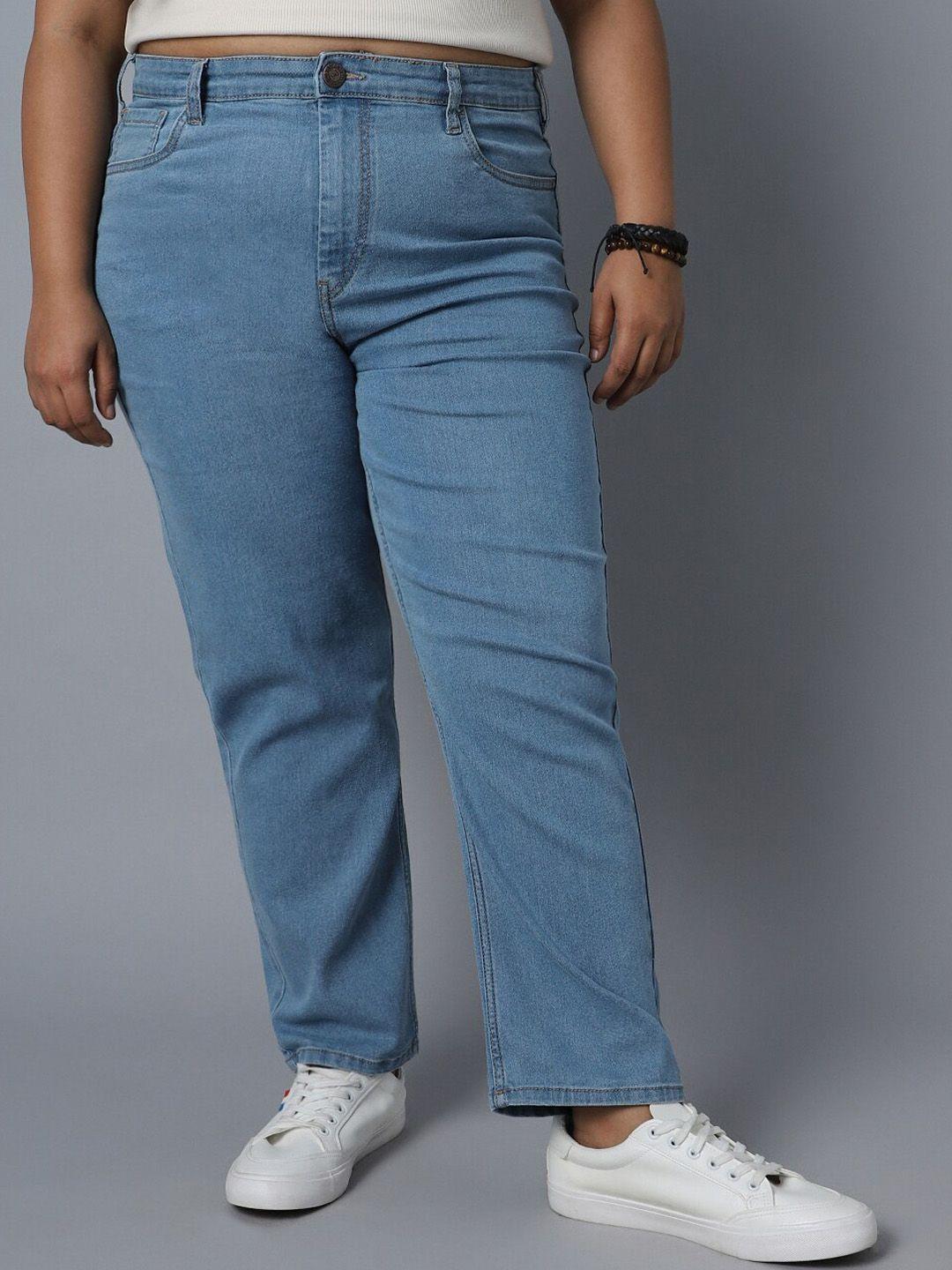 freeform by high star plus size women straight fit high-rise clean look stretchable jeans