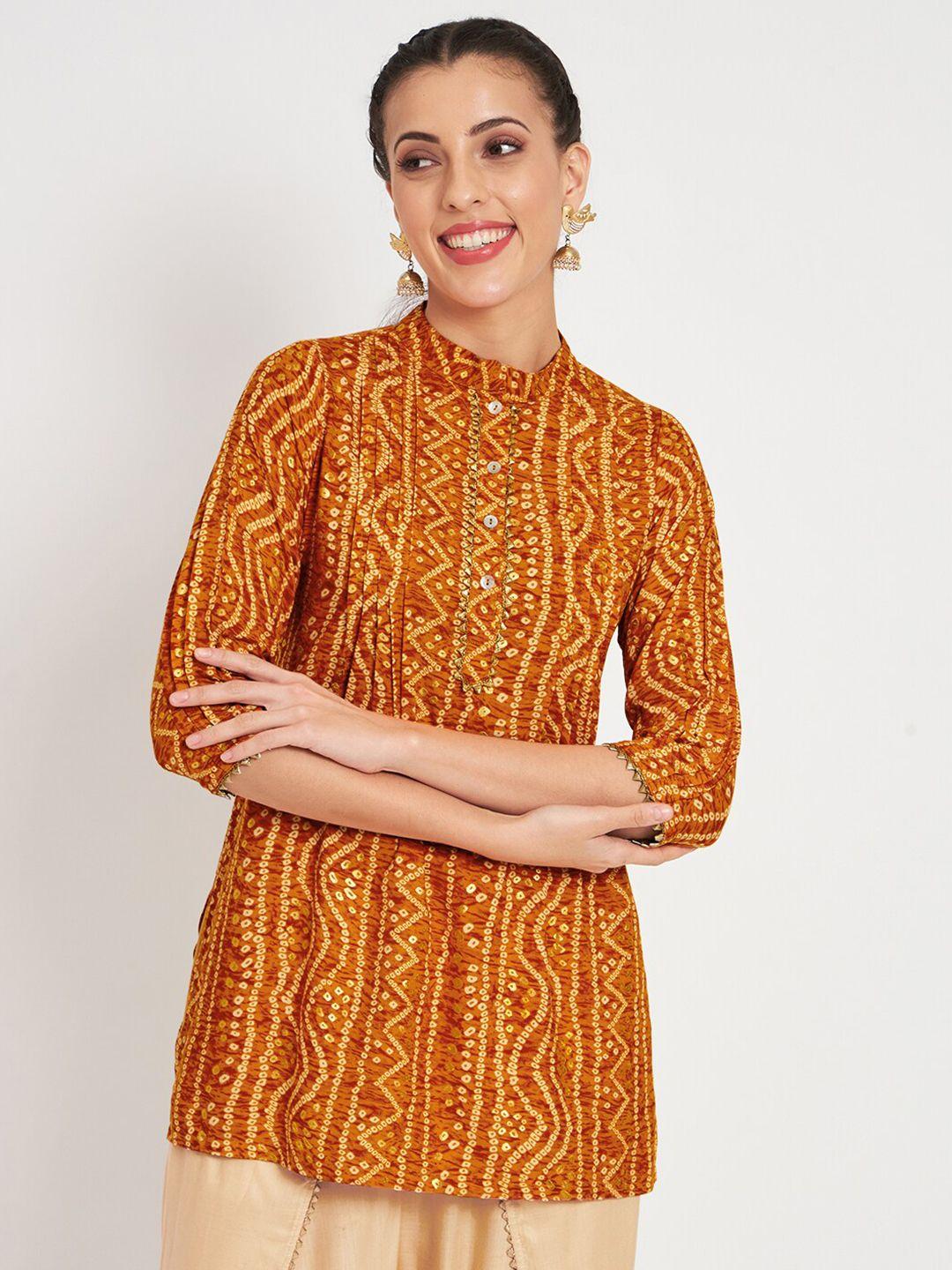 studio rasa bandhani printed pleated kurti