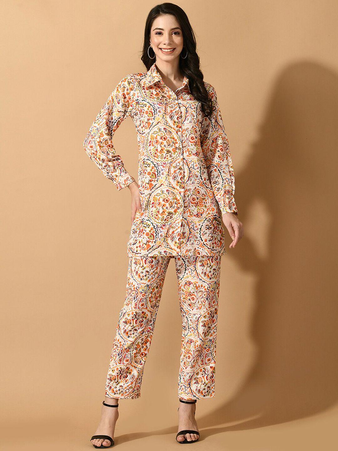 sangria printed shirt & trouser co-ord set